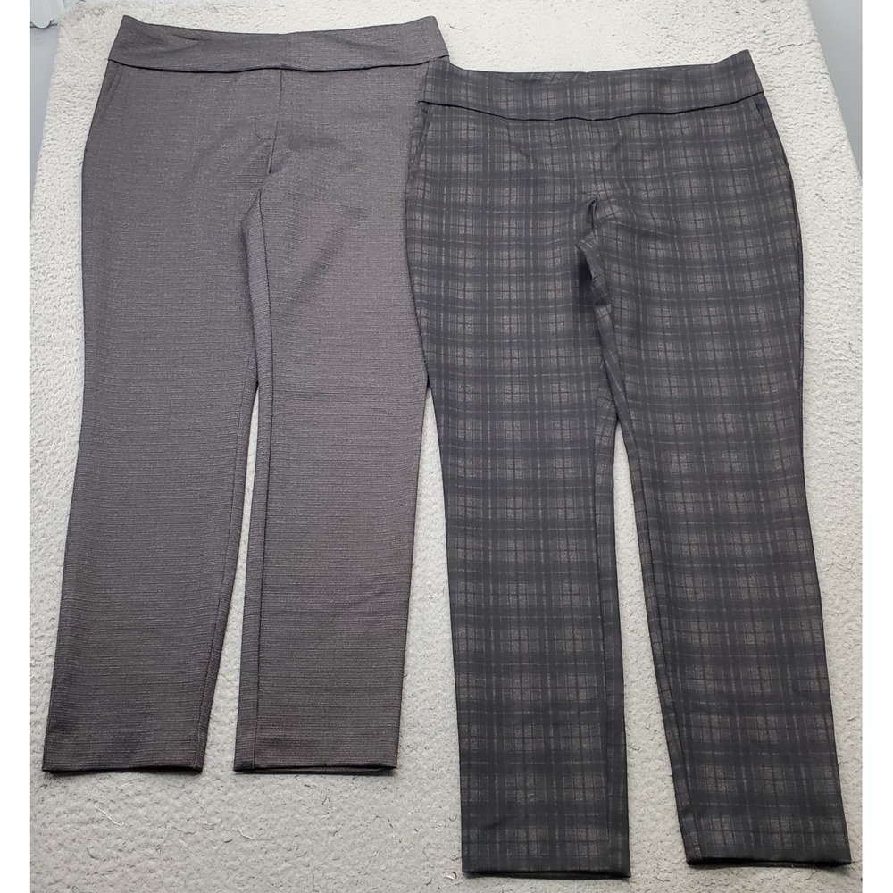 Lot of 2 Dalia Pants Womens Large Multi Stretch Office Attire Career Pull-On